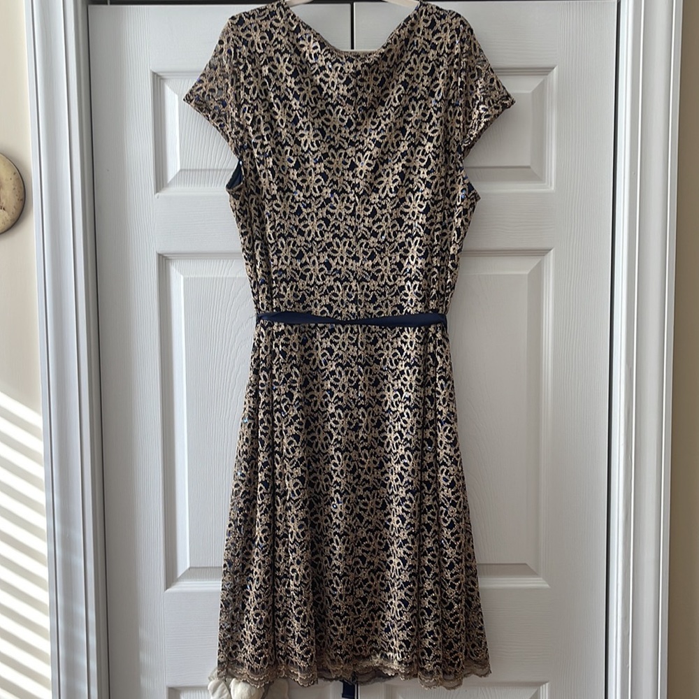 Gold/Navy Blue Dress 3X - Picture 3 of 3